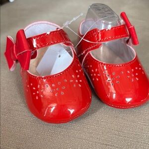 NWT Pimpolho Red Baby Shoes with Bow size 1